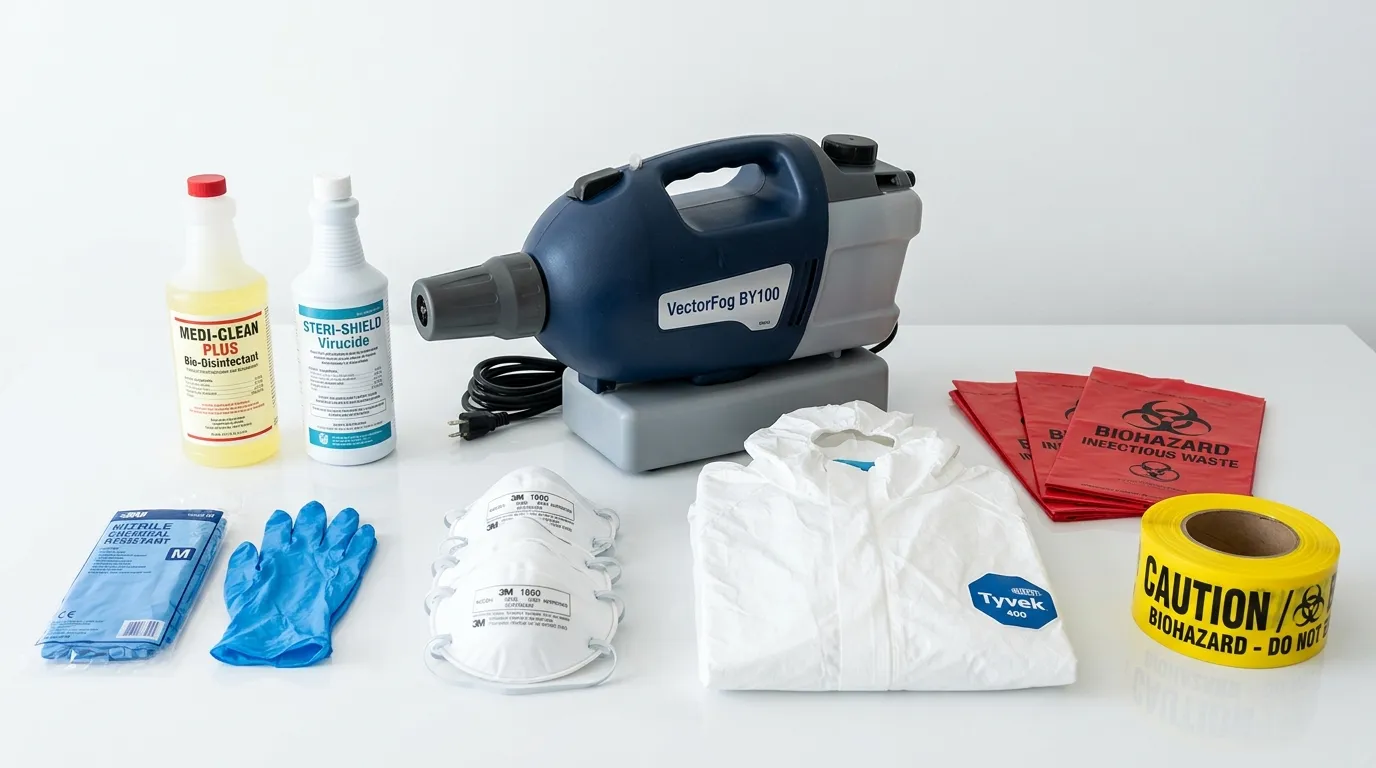 Professional biohazard remediation crew working in Encino